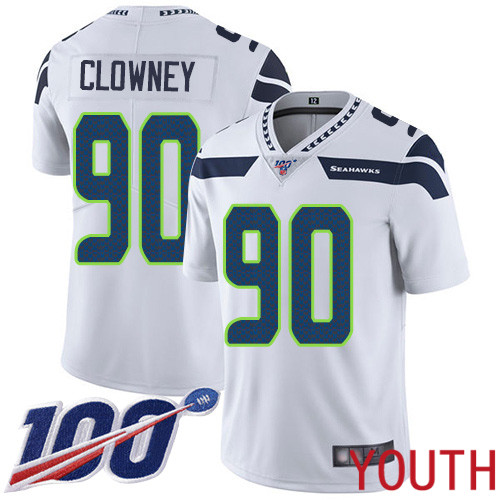 Seattle Seahawks Limited White Youth Jadeveon Clowney Road Jersey NFL Football #90 100th Season Vapor Untouchable